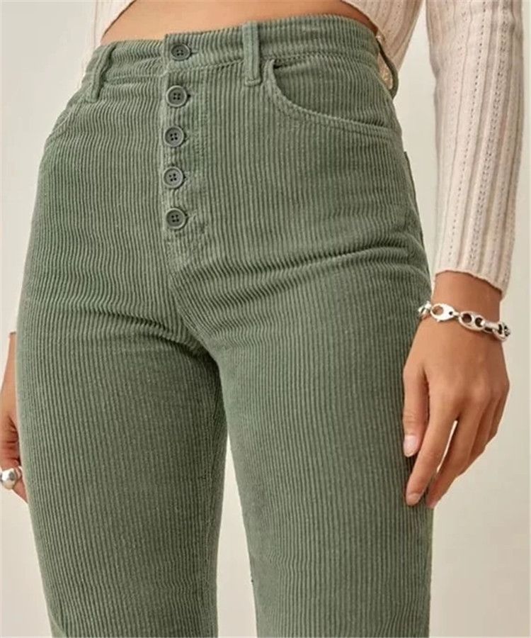 Florentine - Corduroy broek met hoge taille en rechte pijpen