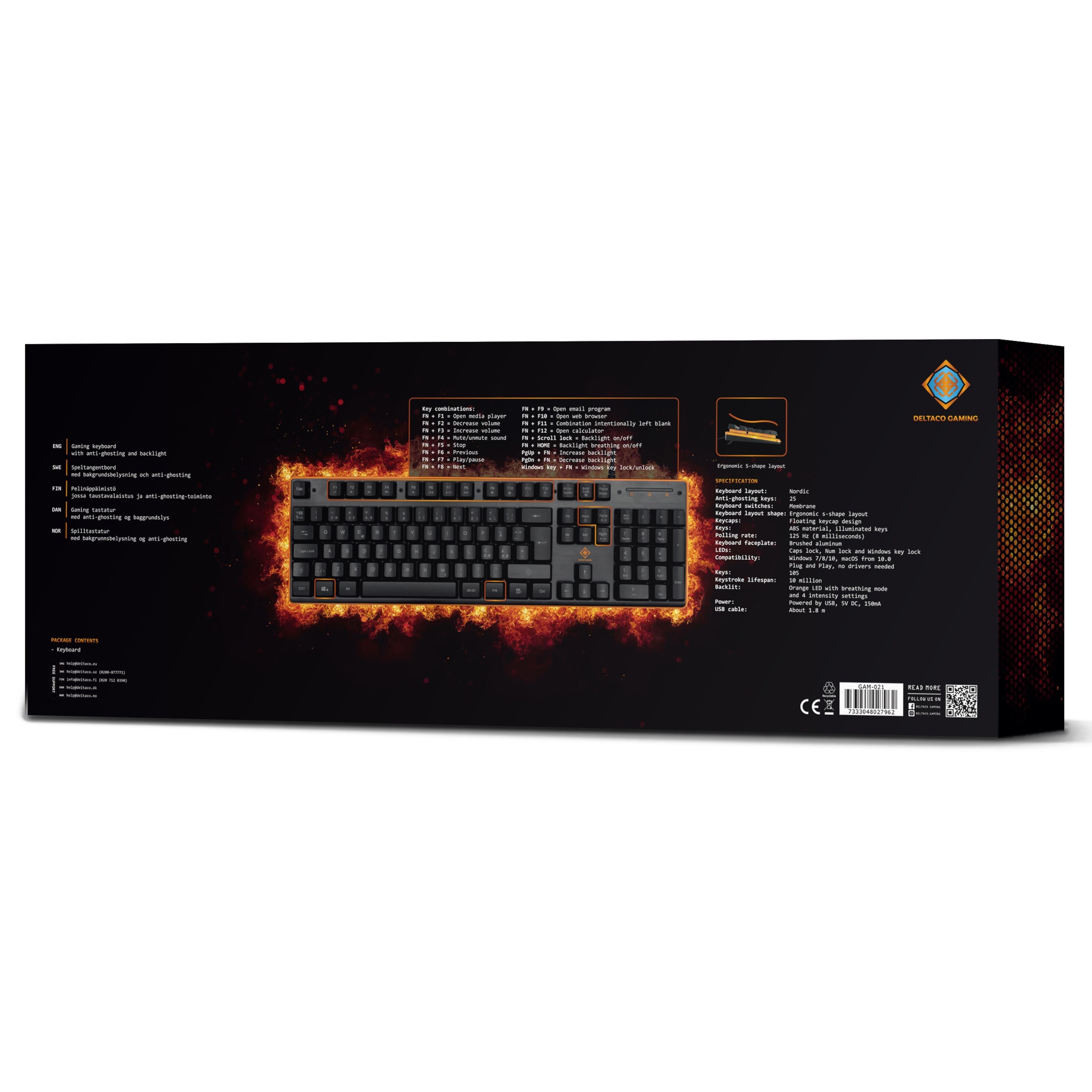 Deltaco DK210 Gamingtastatur