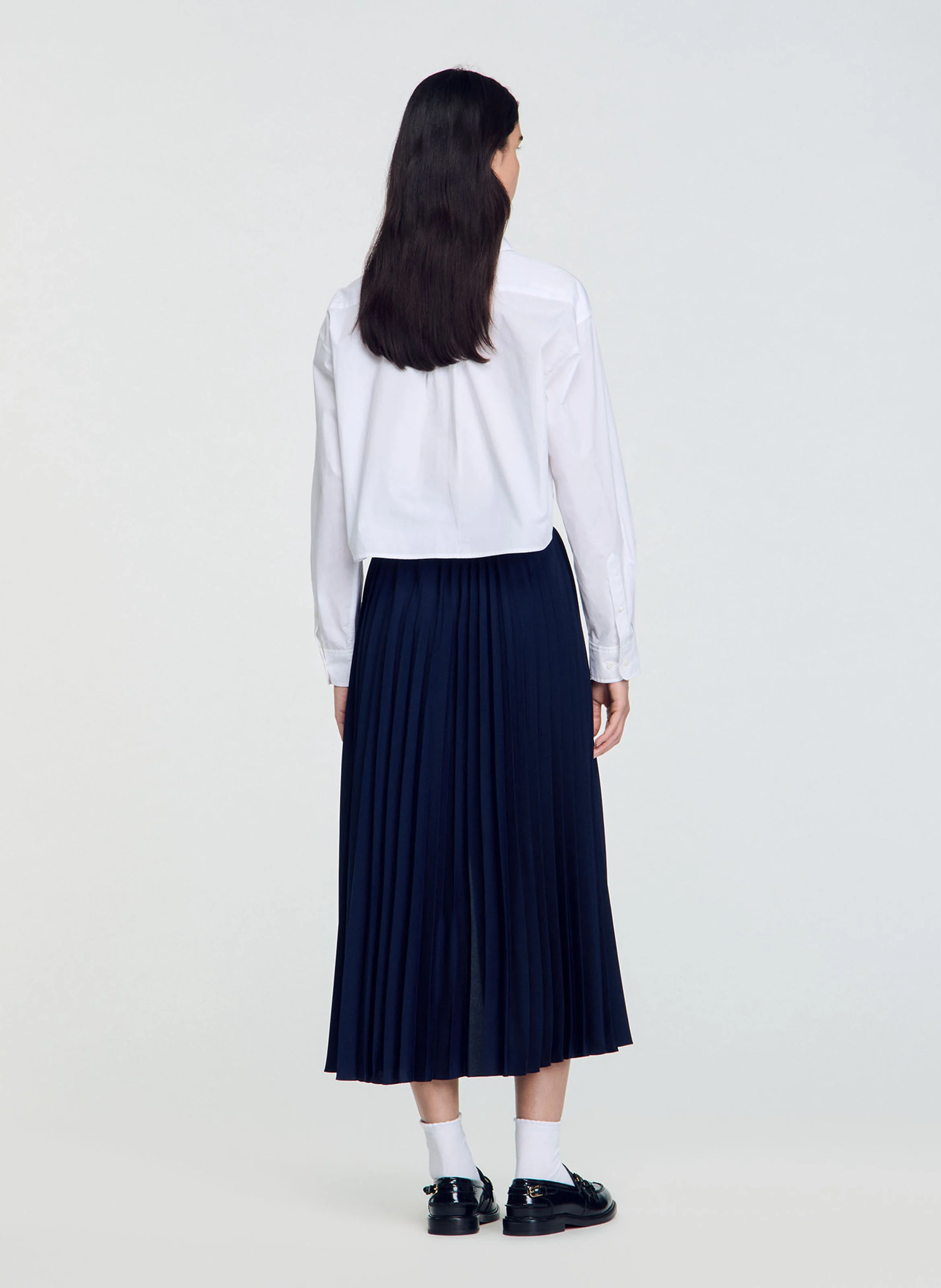 Jupe longue en coton mélangé | Bleu