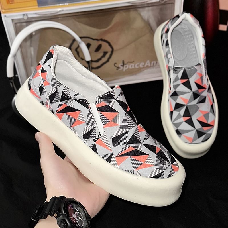 Tanzanite - Platform instappers met geometrische print