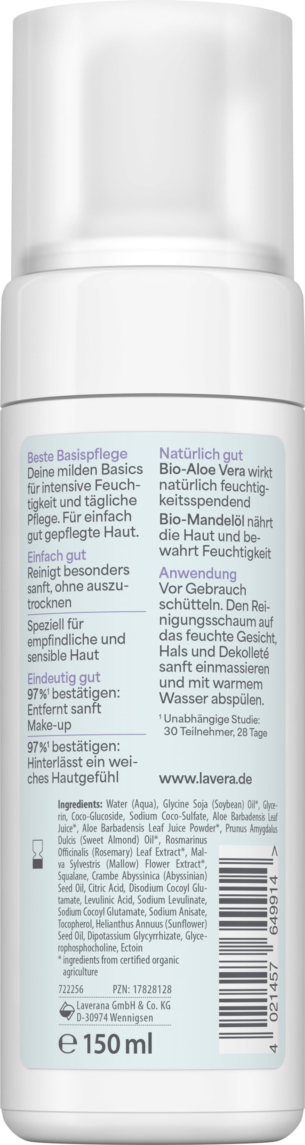 lavera  Basis Sensitiv Reinigungsschaum, 150 ml