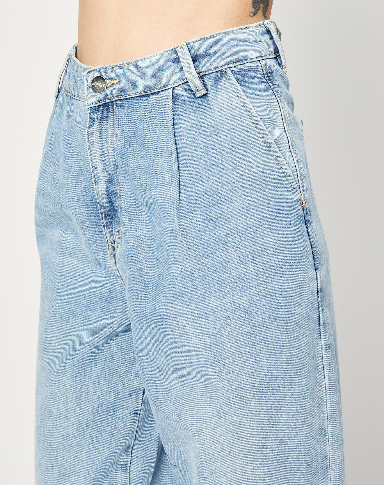Esprit Jean Wide en Coton & Lin mélangés à taille haute bleu clair