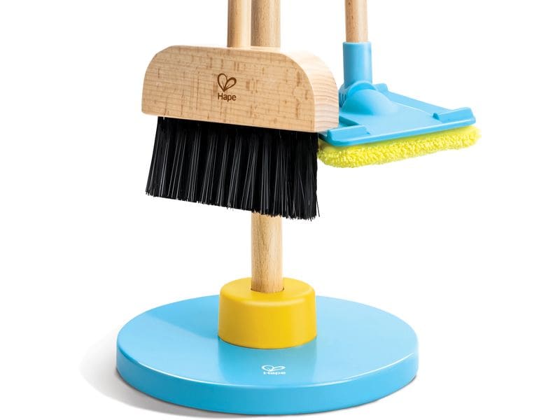 Hape Reinigungs-Spielzeug Clean Up Broom Set Spielzeug-Putzset mit Ordnungsständer
