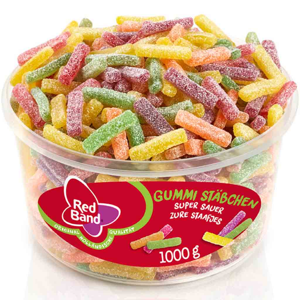 Red Band Fruchtgummi Gummi Stäbchen super sauer 1000g MHD:28.1.26
