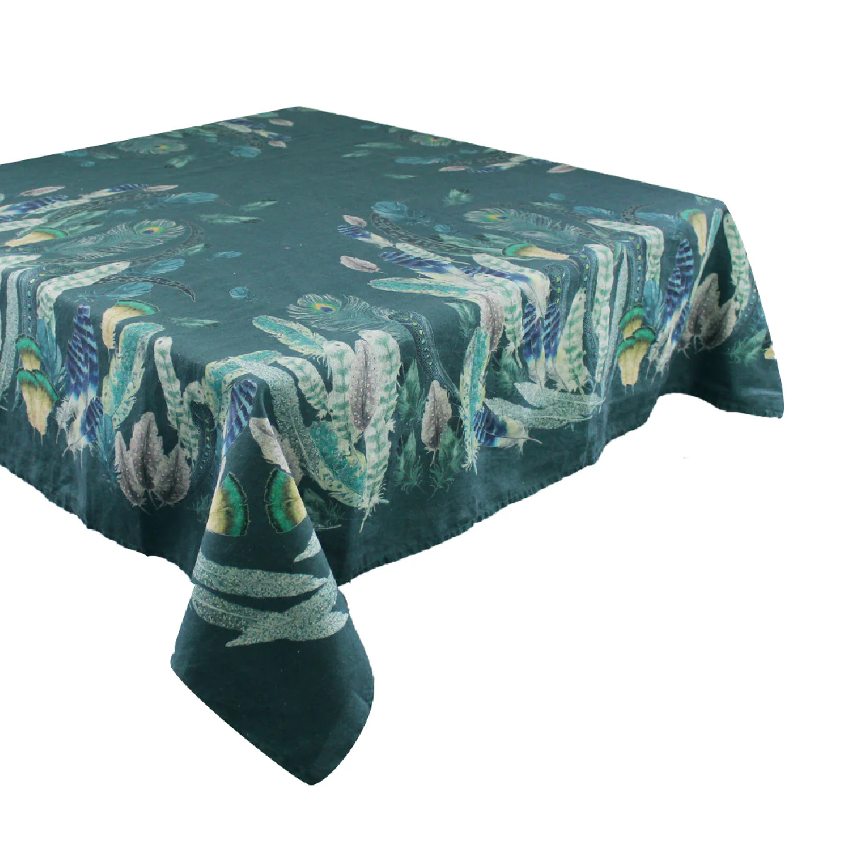 Nappe métis lin & coton vert 115x115 Garnier Thiebaut