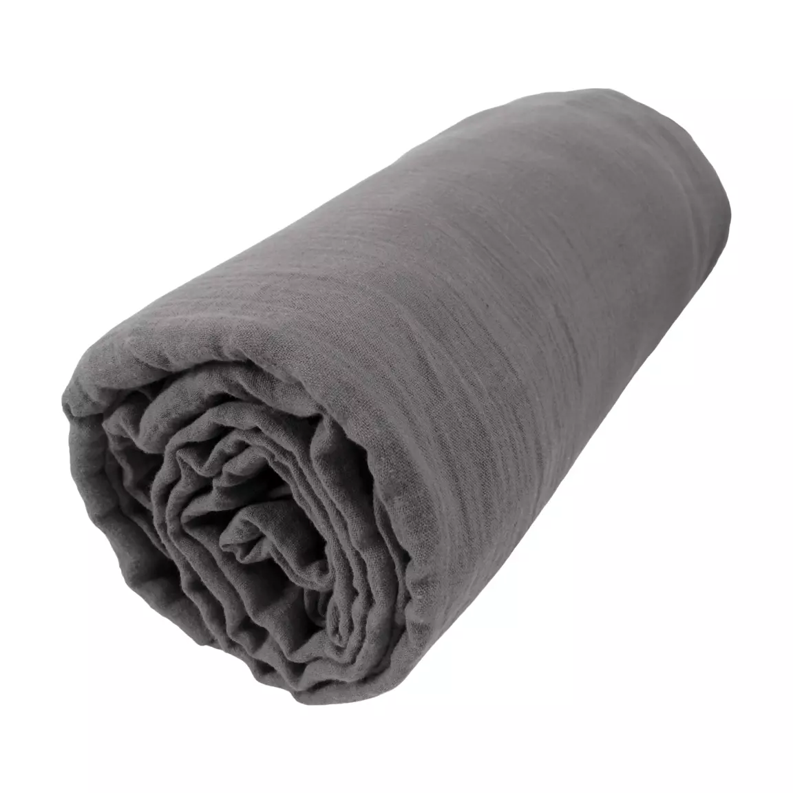 Drap housse gaze de coton (160 x 200 cm) Gaïa Gris granit