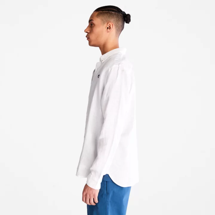 Chemise en lin Mill Brook pour homme en blanc