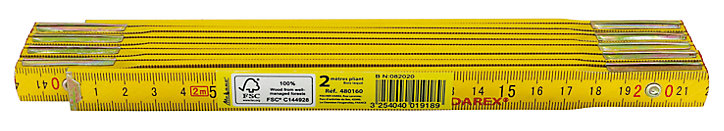 Mètre pliant en bois laqué Fischer Darex 2m