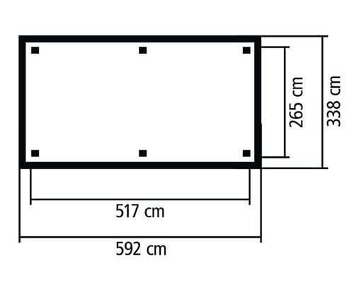 Enkele carport Karibu Kerben 2 592x338 cm drukgeïmpregneerd