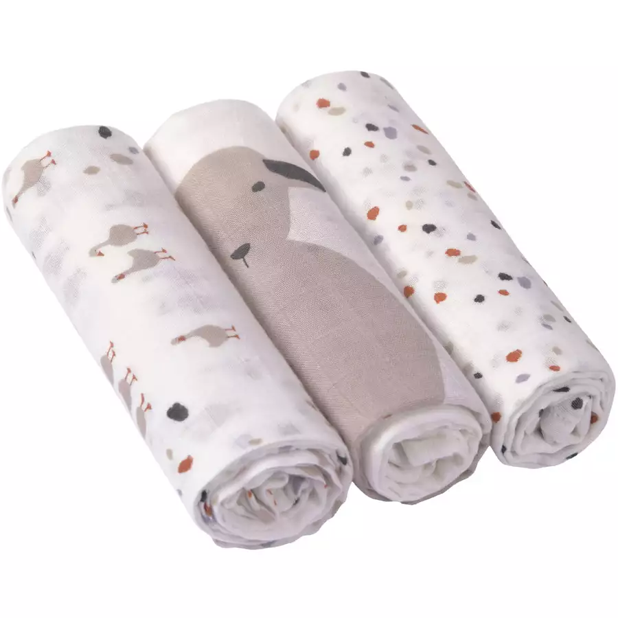 LÄSSIG Mulltücher L 3er Pack Tiny Farmer Speckles