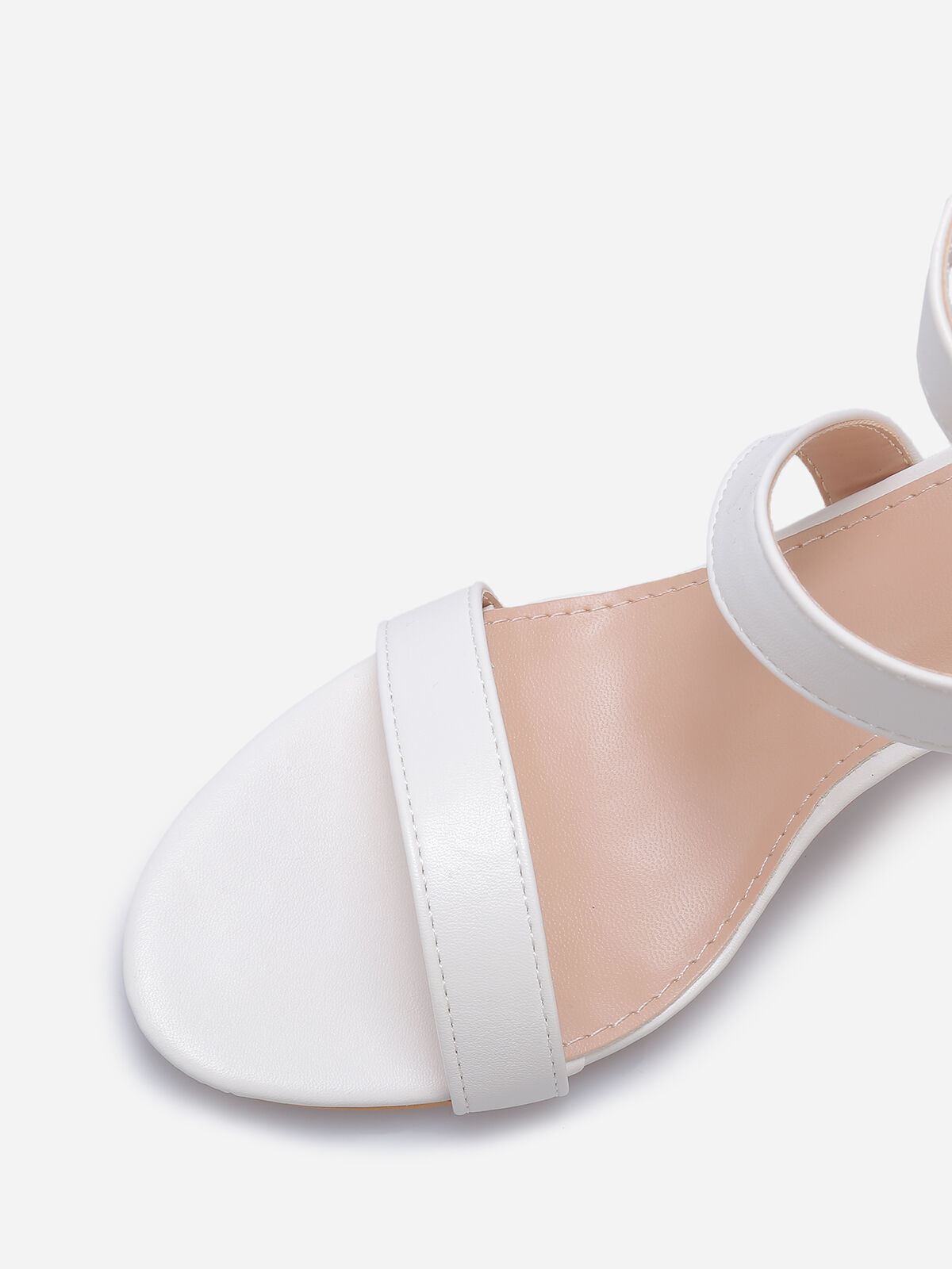 Sandales à talon avec doubles brides- Blanc