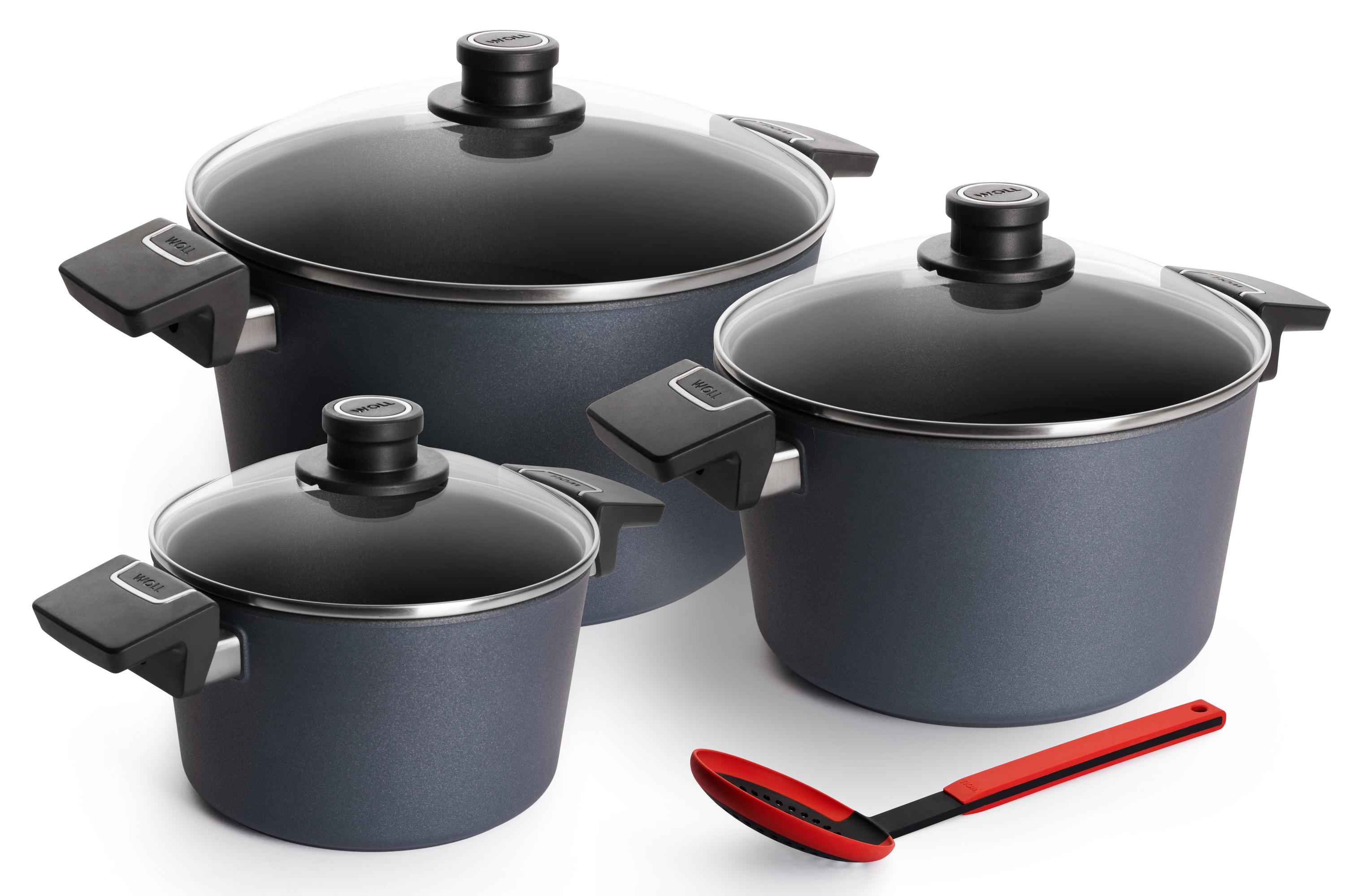 Diamond Lite Topf-Set, 7-tlg., Ø 28 + 24 + 20 cm - Herdart: Ceran, Gas, Elektro, Halogen von WOLL