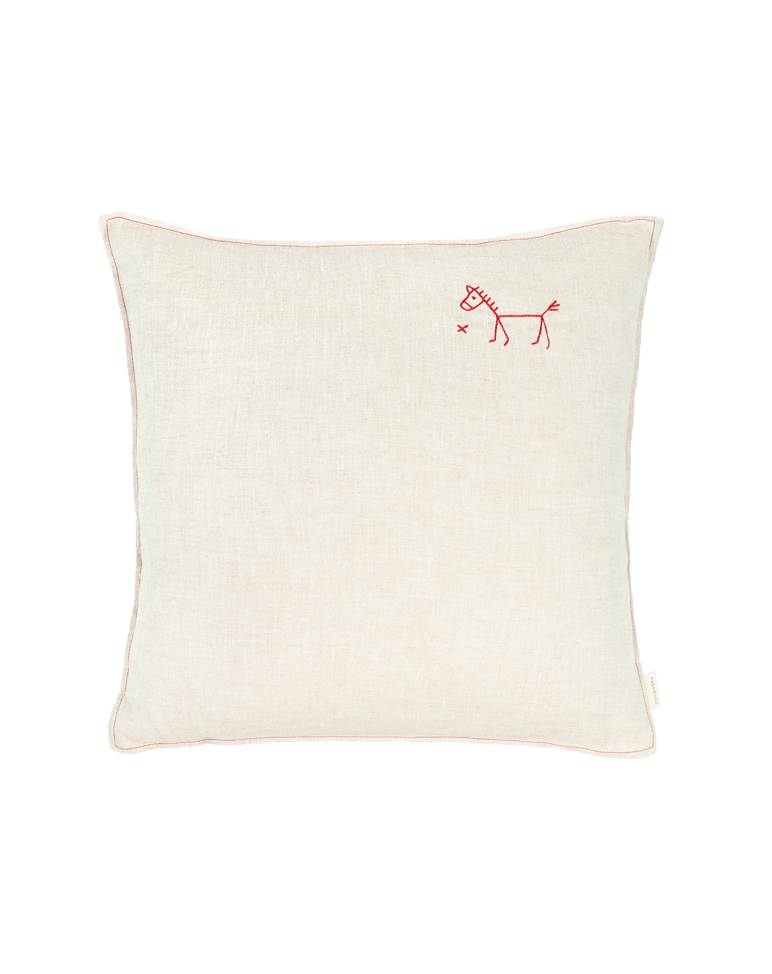 Coussin carré brodé l1n0 en lin français lavé | Blanc