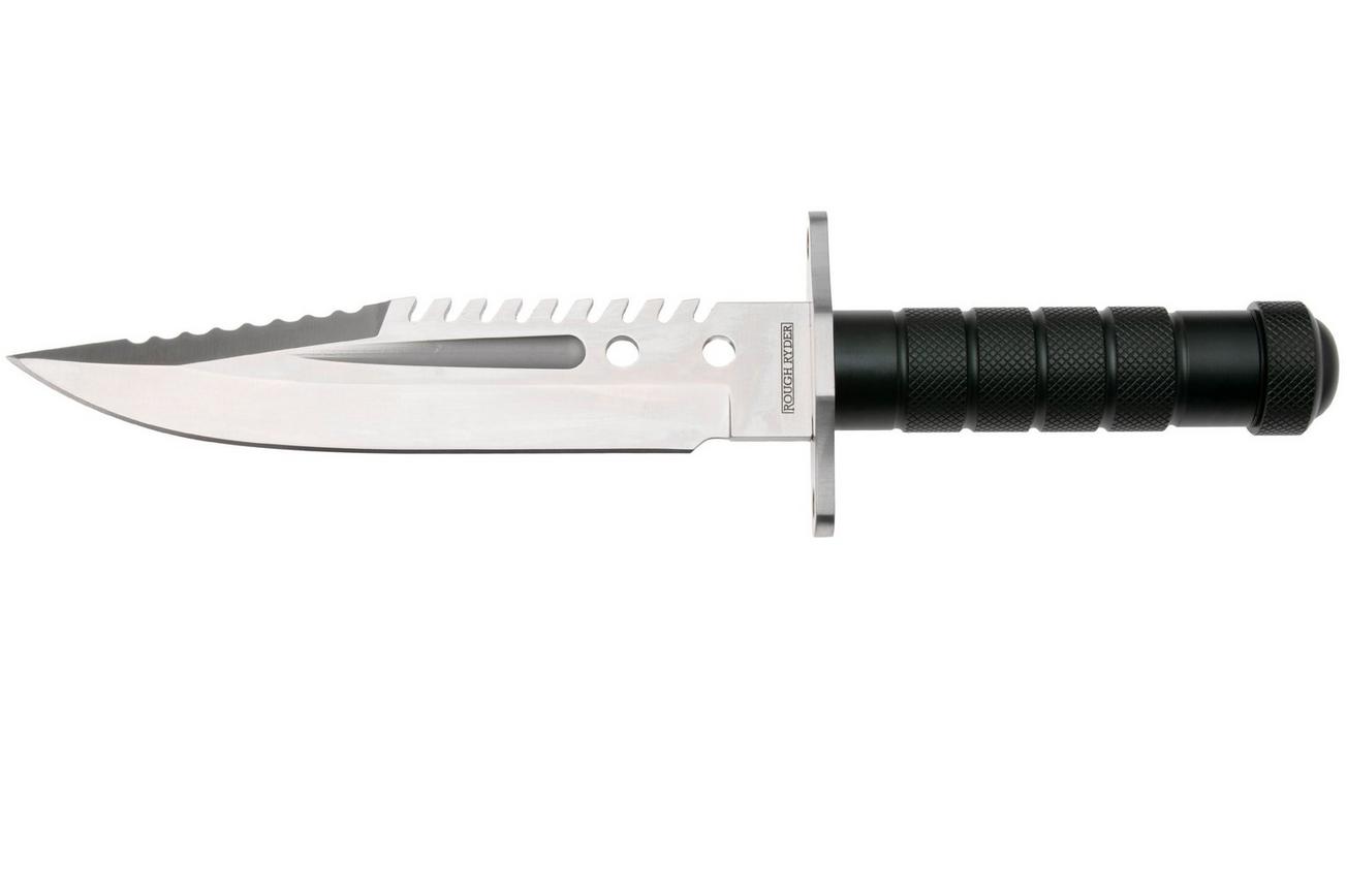 Rough Ryder Survival Knife RR2585, Satin D2, Green Aluminium, survivalmes