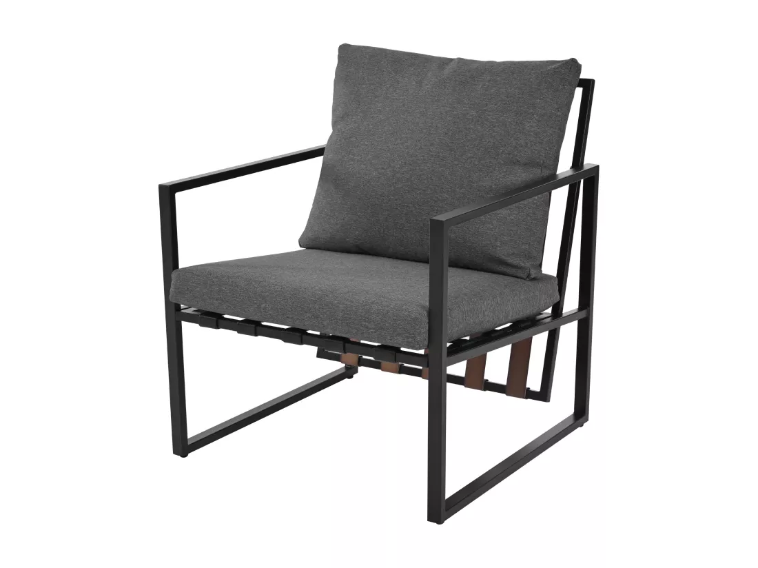 Salon de jardin, salon de jardin pour 4 personnes avec canapé, table basse et coussins, housse amovible en tissu, noir