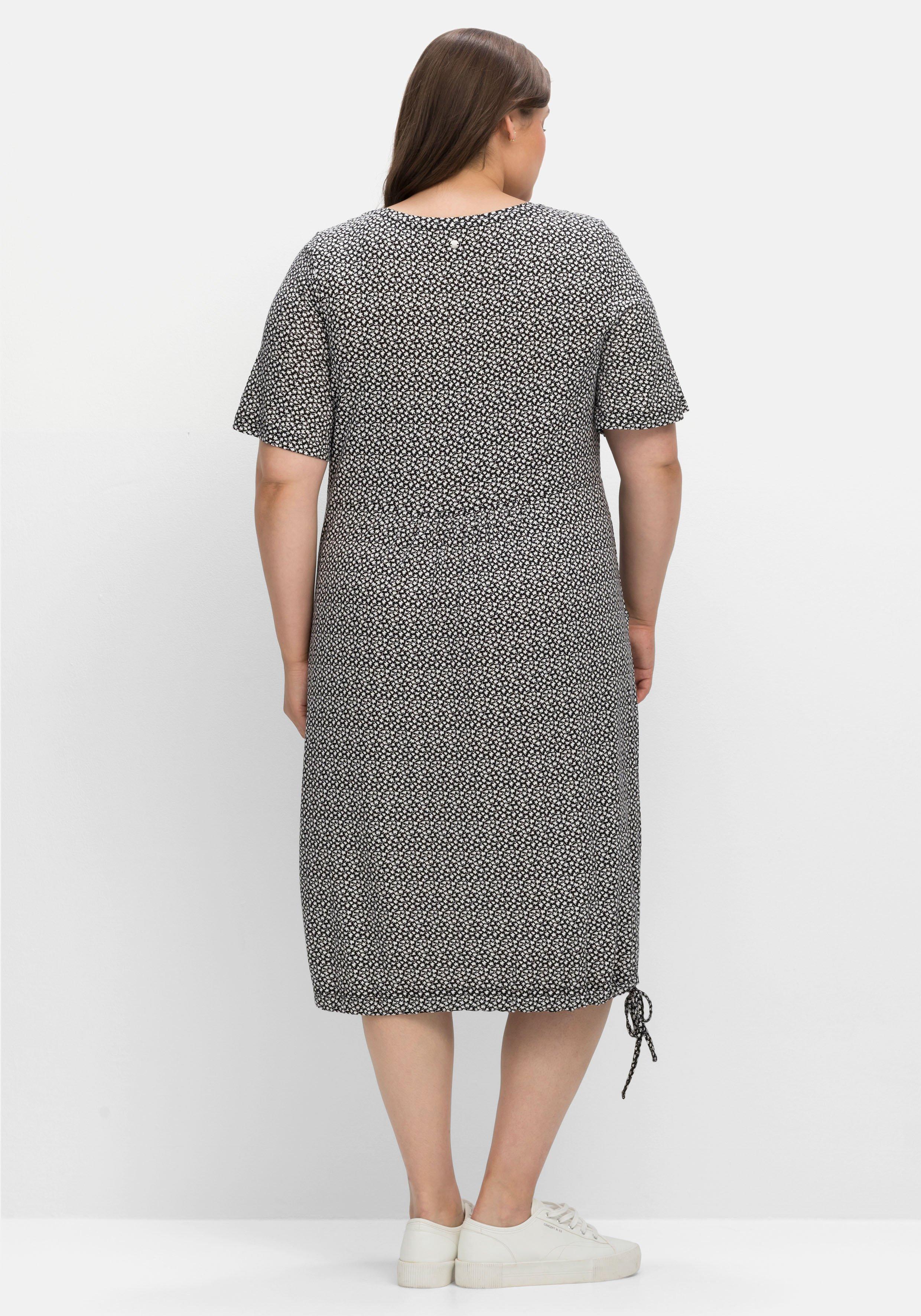 Jerseykleid mit Minimalprint und Saum-Tunnelzug