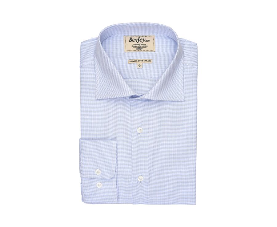 Chemise bleu ciel popeline - Col italien - LUCIANO