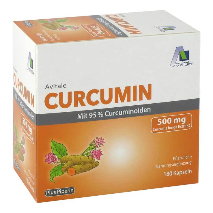 Curcumin 500 mg 95% Curcuminoide + Piperin Kapseln, 180 St