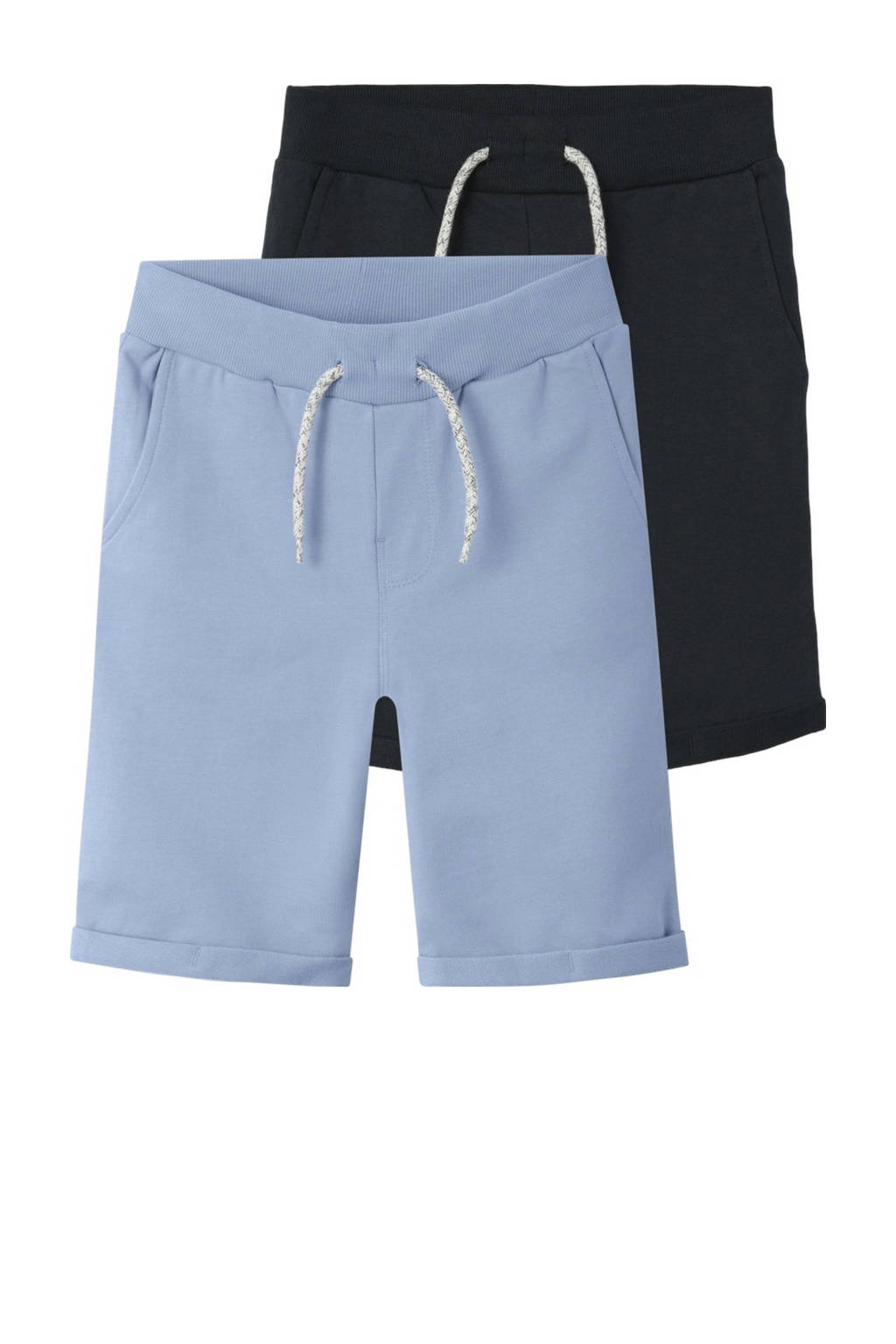 NAME IT sweatshort NKMVERMO - set van 2 lichtblauw/donkerblauw