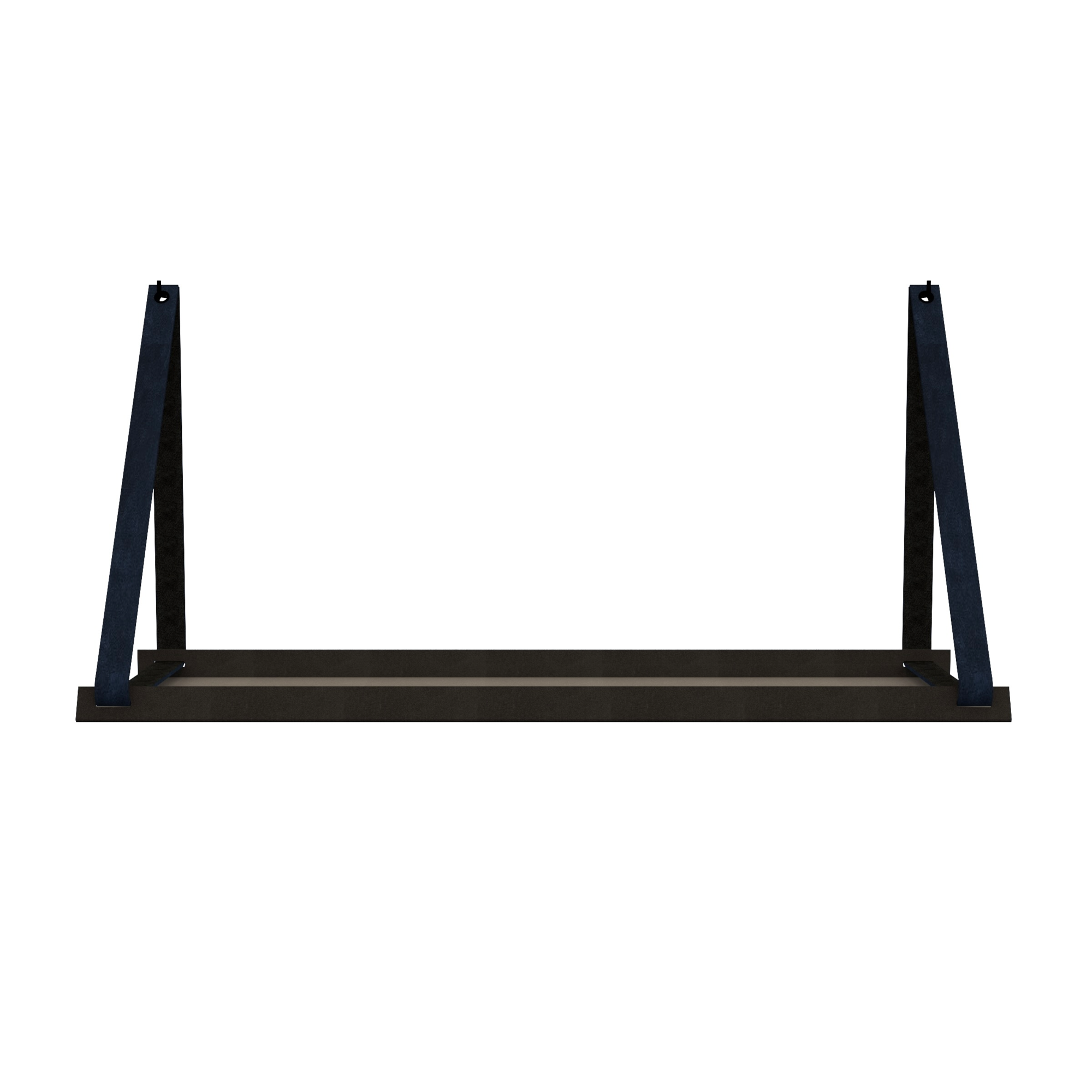 Stalen wandplank 70x20cm - incl. leren plankdragers Stalen wandplank met leren plankdragers - Navy