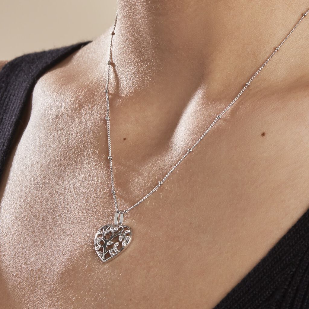 Collier Argent Rechef Oxydes De Zirconium