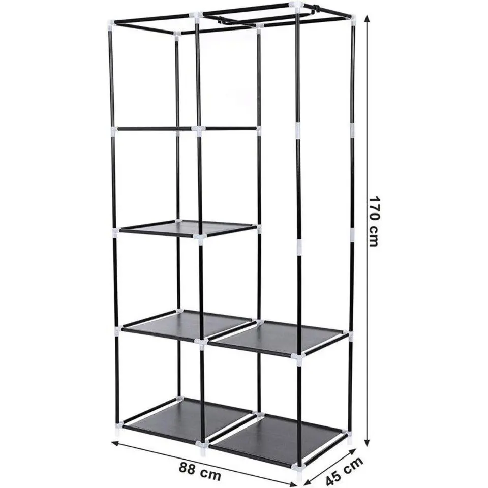 Garderobekast XL - Kledingkast - Opvouwbare Garderobekast Zwart -170x88x45
