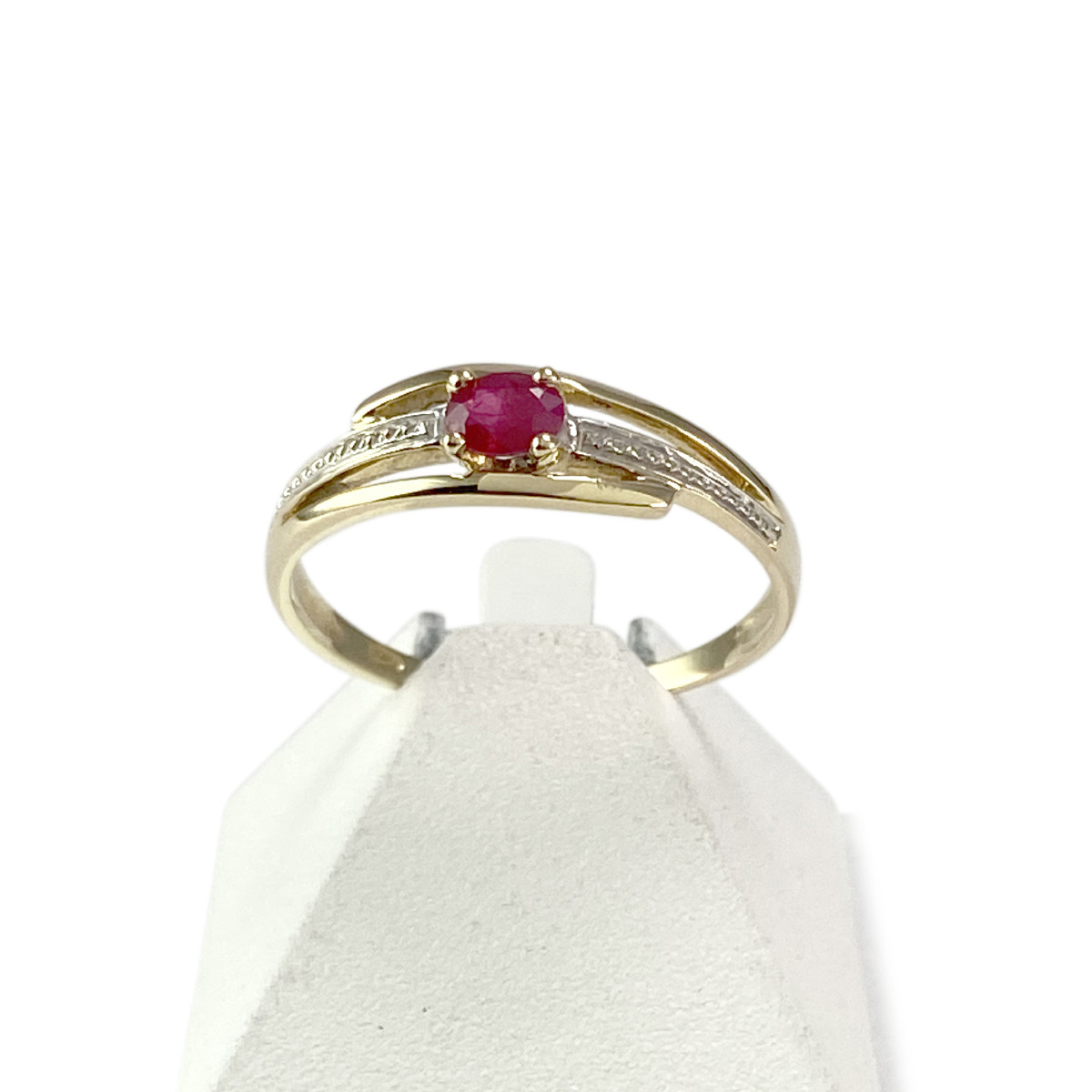 Bague d'occasion or 750 jaune et rhodié rubis