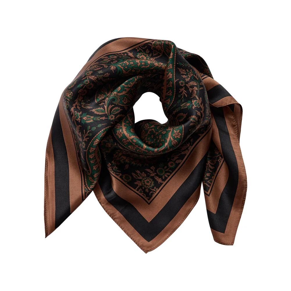 Bahne Accessories  Silketørklæde - Green brown paisley