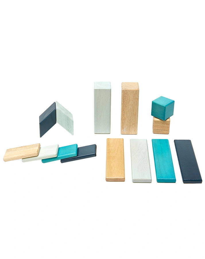 Magnet-Bausteine BLOCK 14-teilig aus Holz in blau