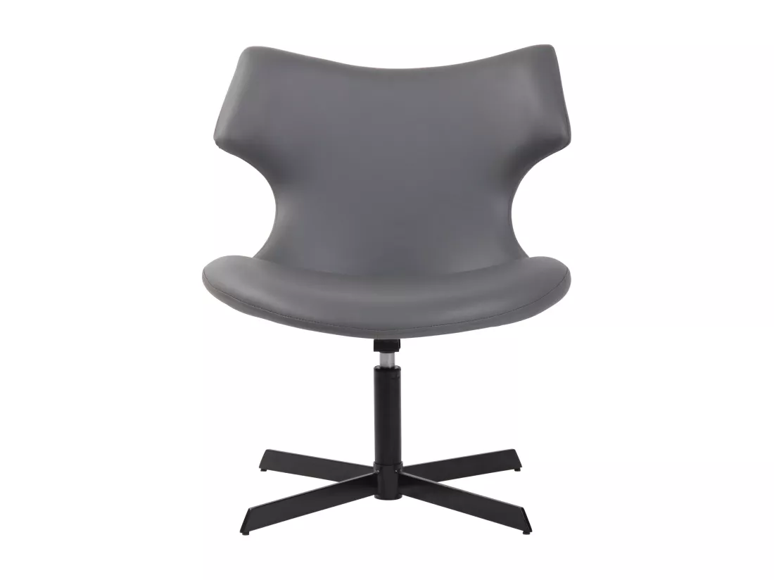 Chaise gondole - Similicuir & Métal noir mat - Gris - Welland