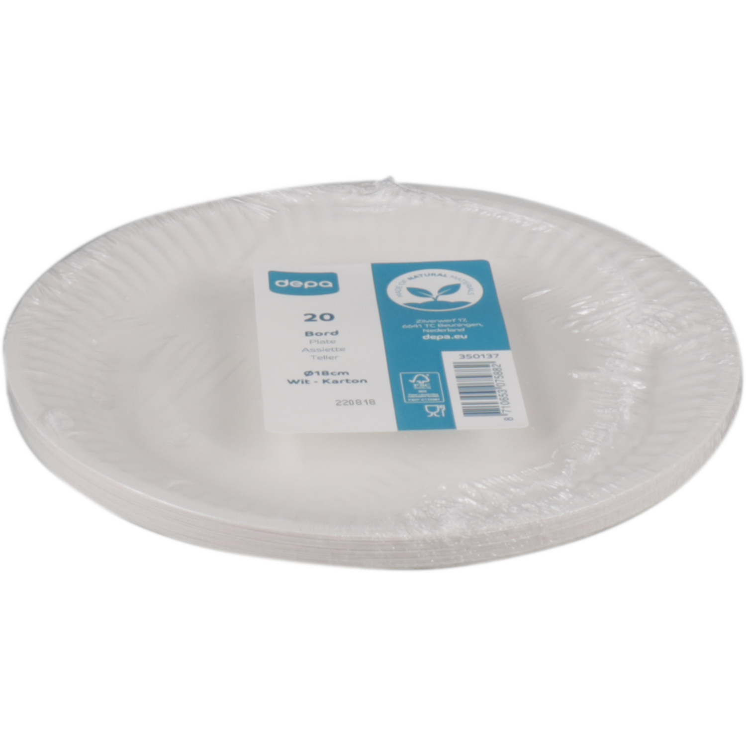 Depa Bord, rond, 1-vaks, karton, Ø18cm, wit