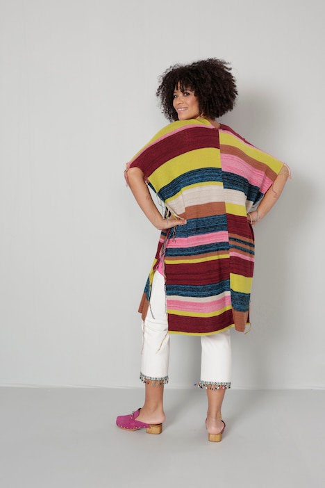 Poncho, oversized, Fransen