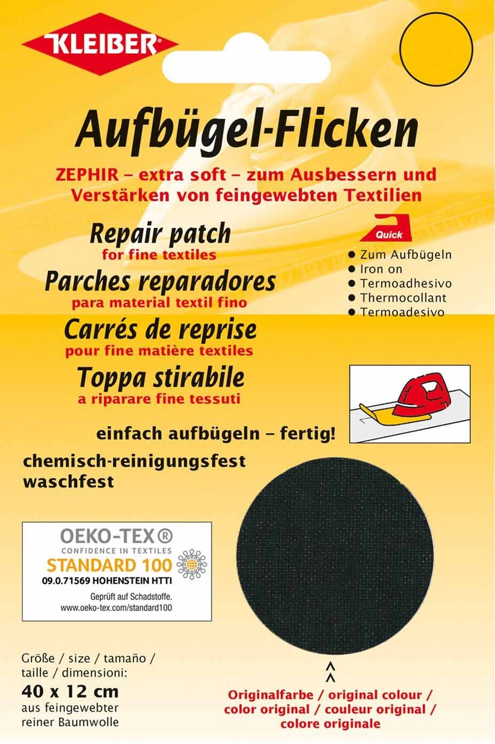 Bügelflicken - schwarz - Baumwolle - 40x12 cm