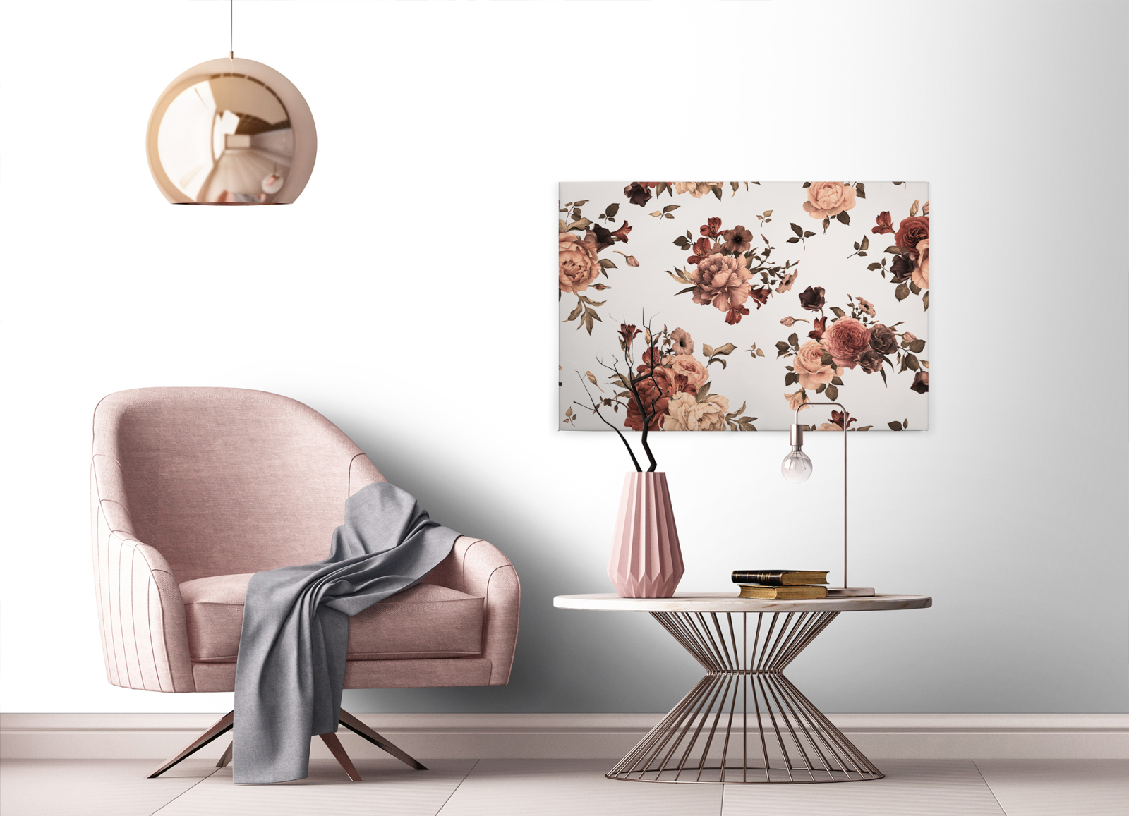 LeinwandbildBLUMEN BOUQET - beige-weiß - 90x60 cm