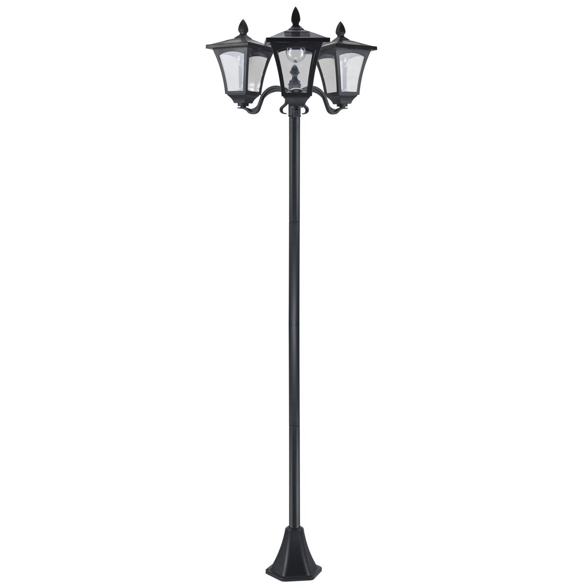 Outsunny Solar Tuinlantaarn, met 3 lampen, LED 120 lumen, 51,5 x 47 x 182,5 cm, roestvrij staal, zwart
