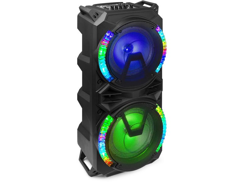 Fenton Lautsprecher LIVE280 Karaoke Maschine Schwarz Aktive, 2-Wege, lichtwechselnde Karaoke-Anlage mit 2 Mikrofone und Fernbedienung