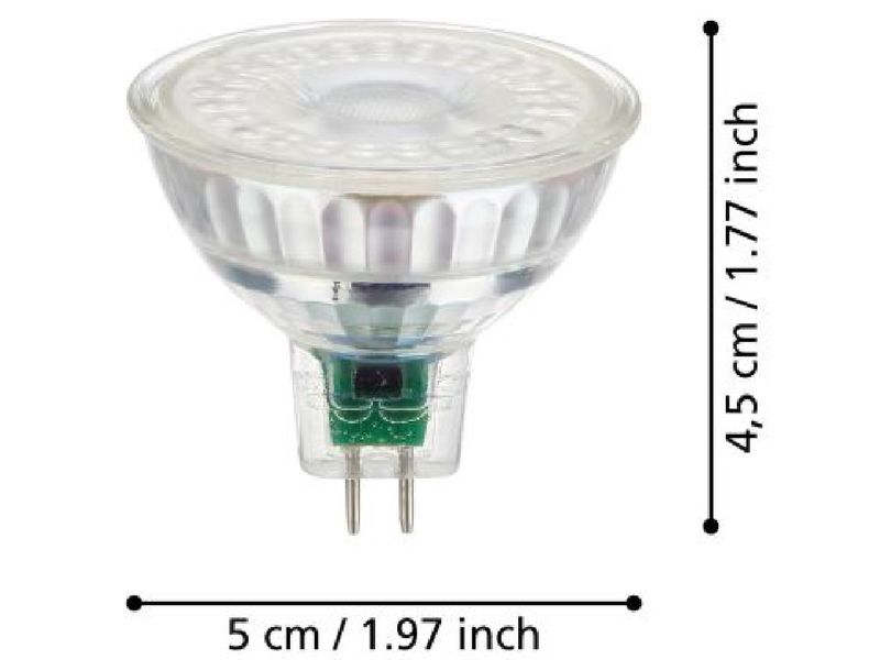 EGLO Leuchten Lampe 3 W GU5.3 Warmweiss LED-Reflektorspots aus klarem Glas