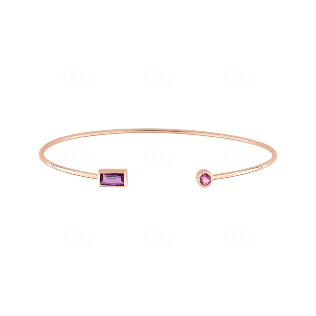 Armreif offen 750/18 K Roségold mit Amethyst & rosa Turmalin