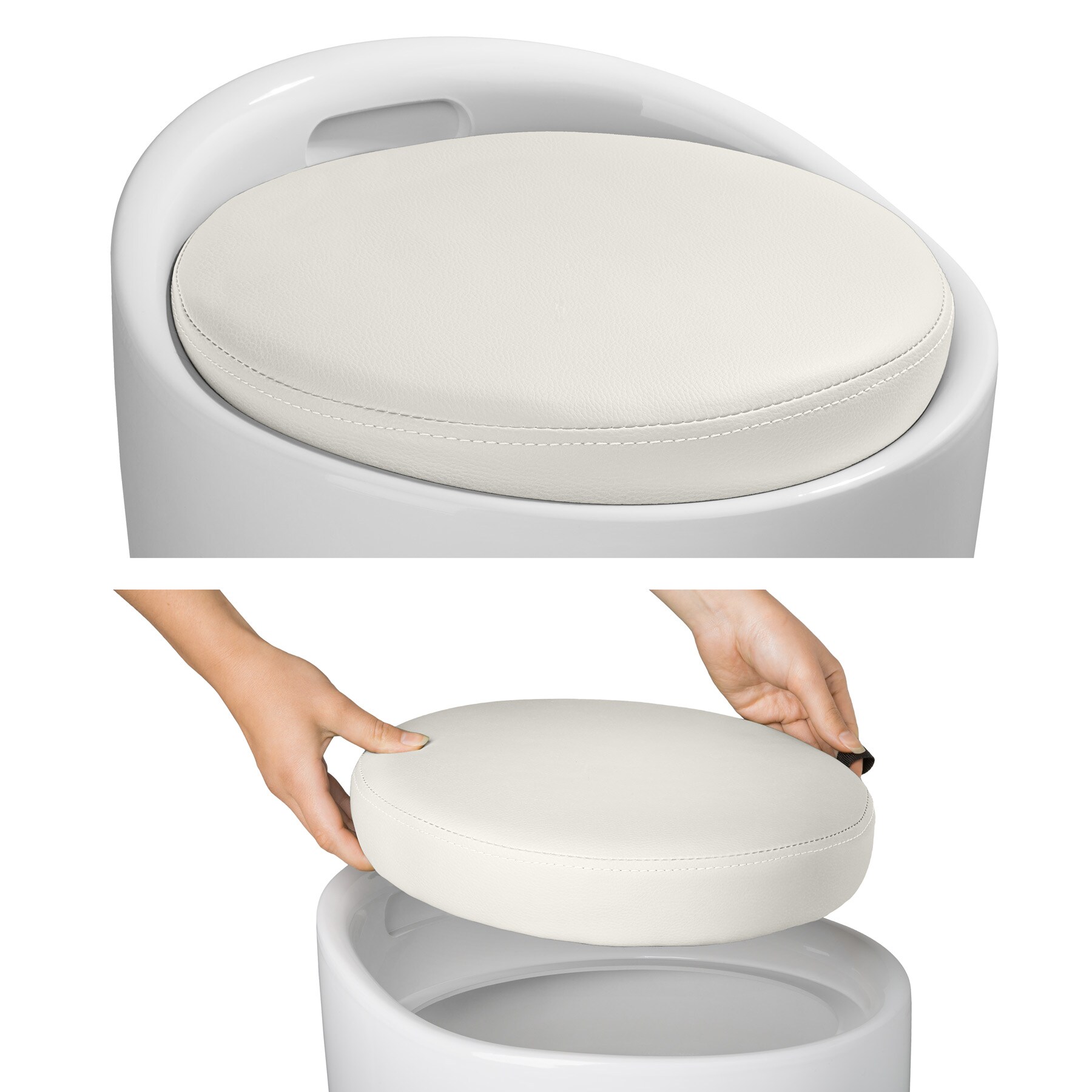 tectake® Sitzhocker, aus hochwertigem Kunststoff, 18 l Stauraum, 36 x 51 cm