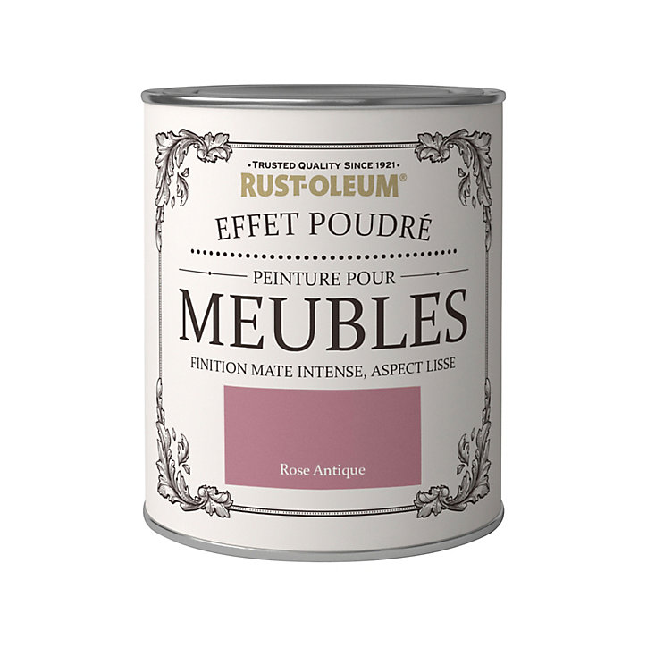 Peinture pour meubles Rust-Oleum rose antique effet poudré mat intense 0,75L