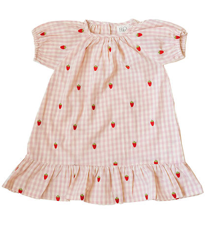 Flöss Kleid - Puppe - Pink Berry Gingham