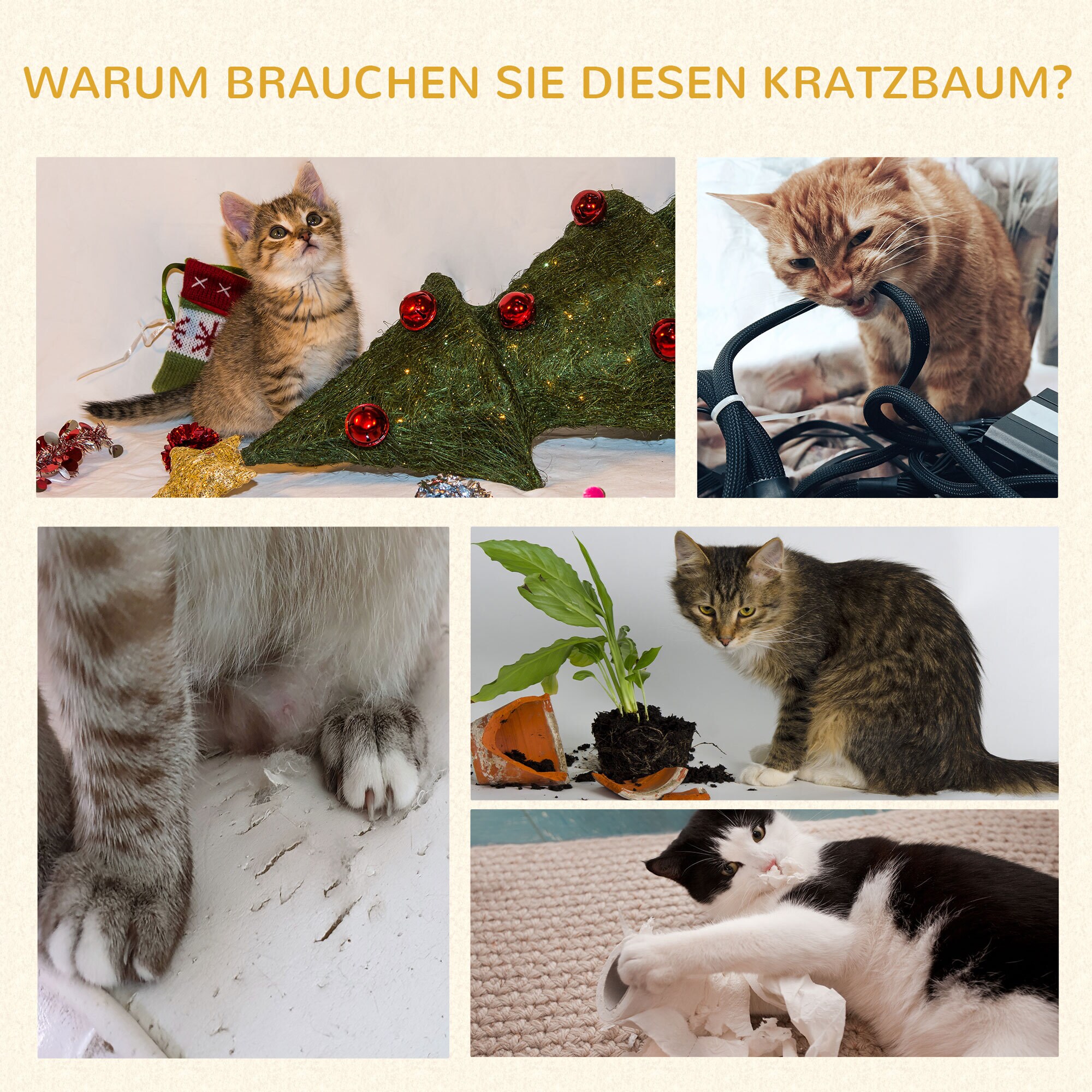 PawHut Katzenturm mit Höhle und Hängematte 50 x 32 x 65 cm (LxBxH)