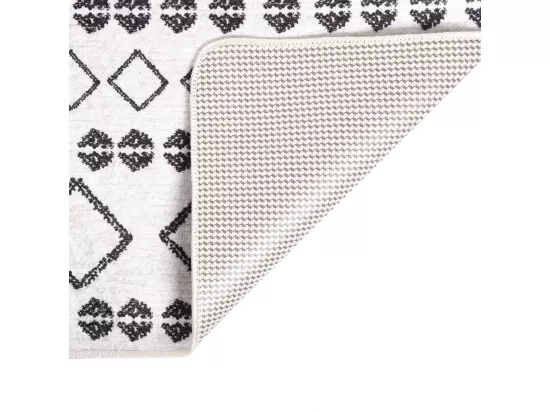 Prolenta Premium - Tapis lavable antidérapant 80x150 cm Noir et blanc