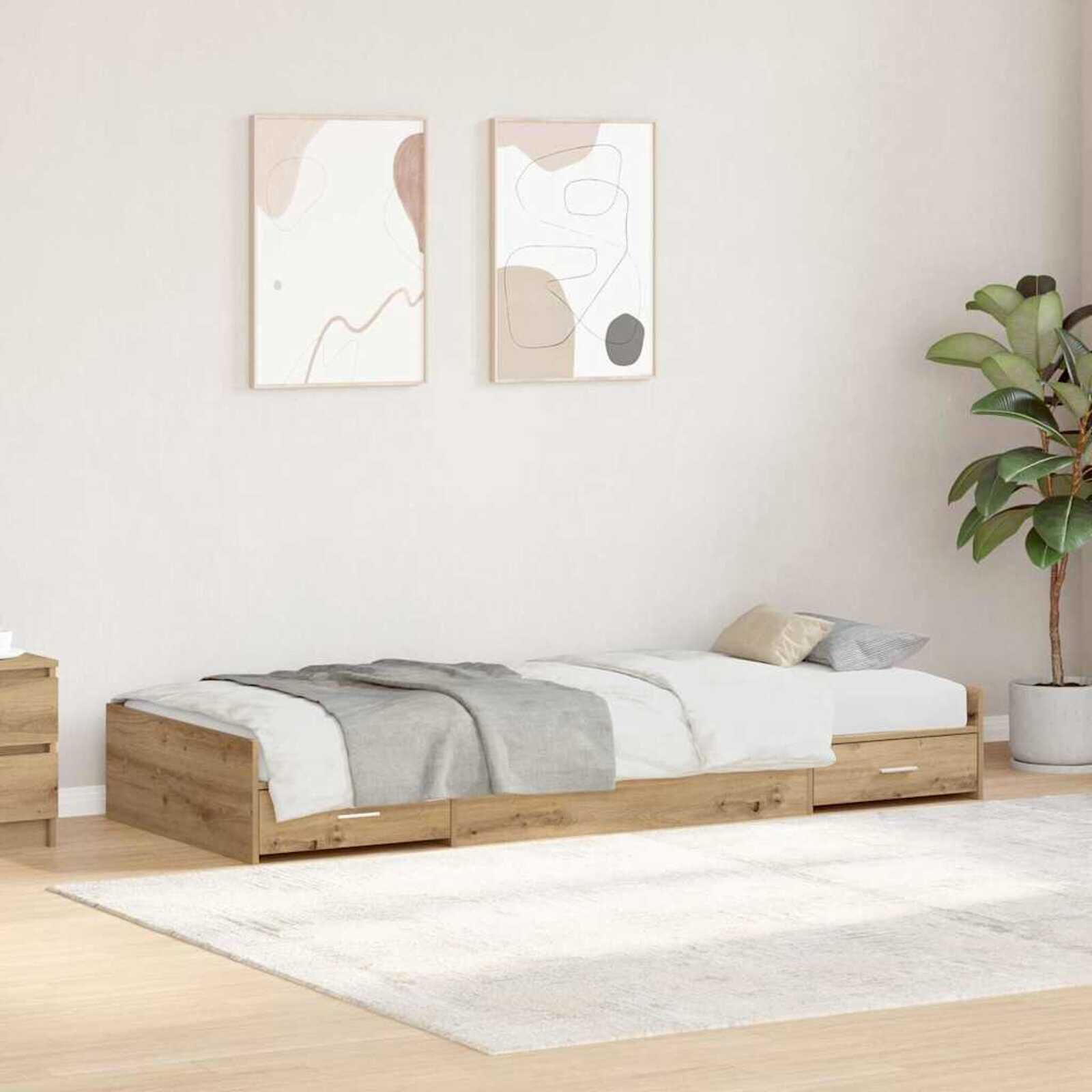 Craftsman Eiken Bedframe met Opbergruimte 90 x 200 cm