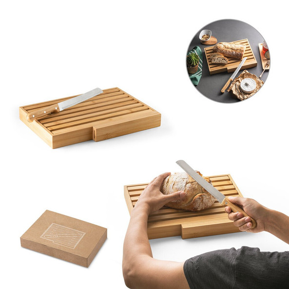 hi!dea 94321 - Planche à pain en bambou avec couteau inox