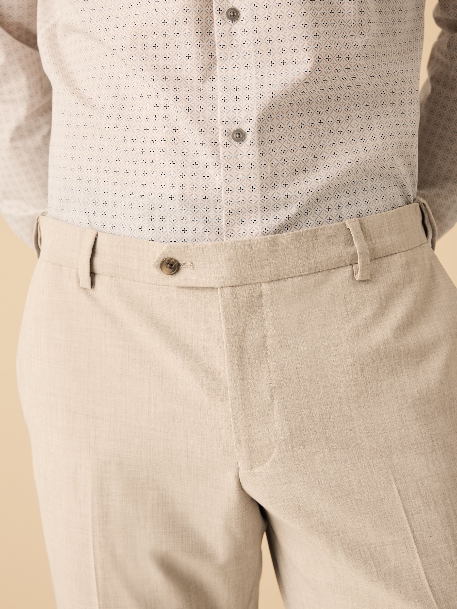Pastelgeel - Slim Fit - Motionflex kostuum met stretch: pantalon