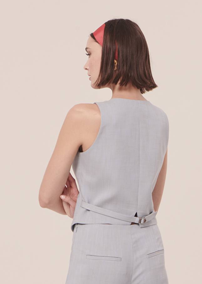 Gilet Giannableu en tissu flammé