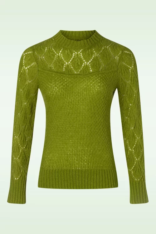 King Louie Jeannie Yoke Farfalle sweater in guacamole