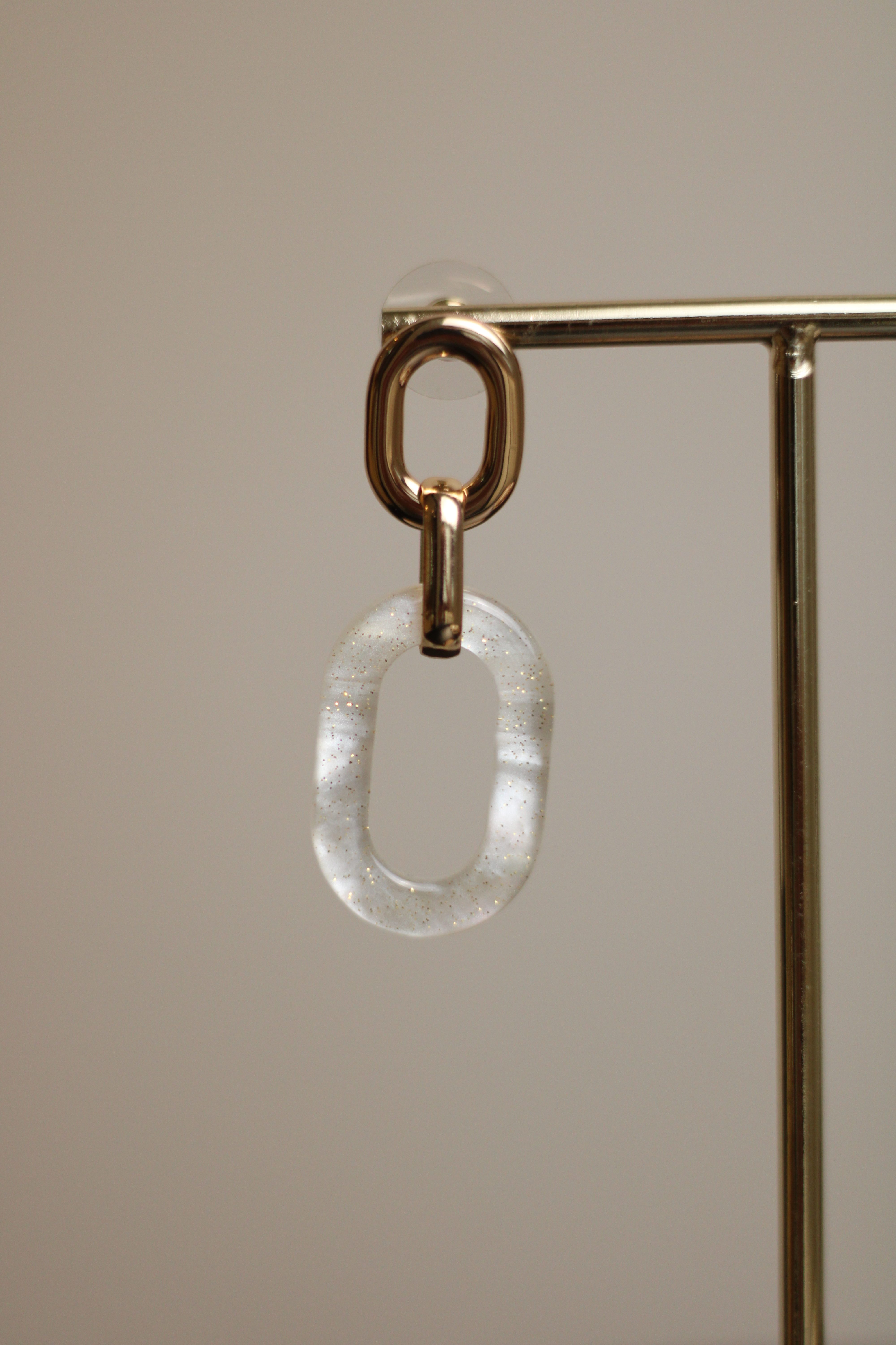 Parelmoer Witte Oorbellen - Goud