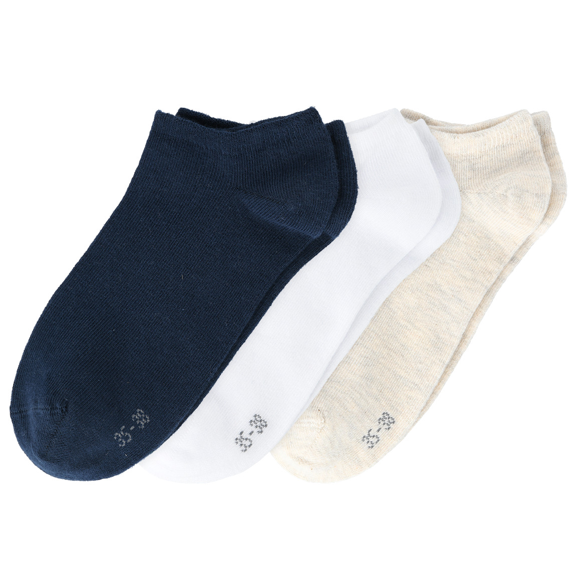 3 Paar Jungen Sneaker-Socken  in Unifarben dunkelblau / weiss / creme